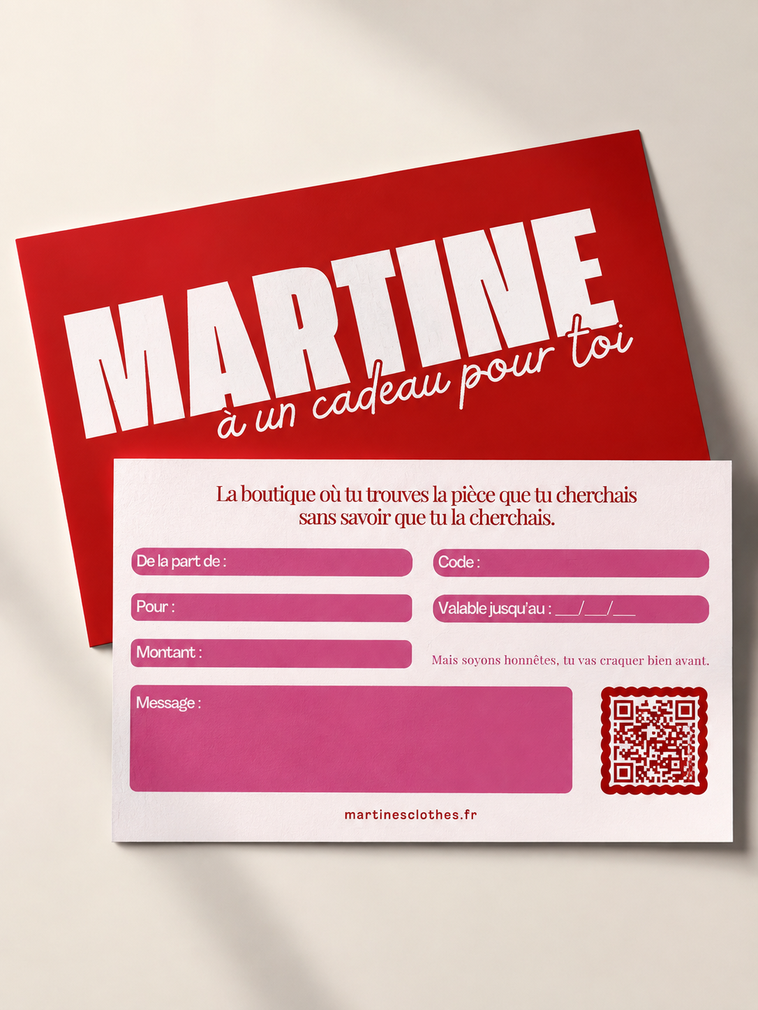 Carte-cadeau Martine’s Clothes — boutique mode féminine en ligne