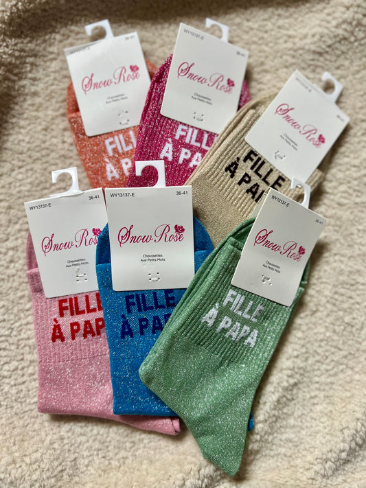 Chaussettes Brillantes "FILLE À PAPA"