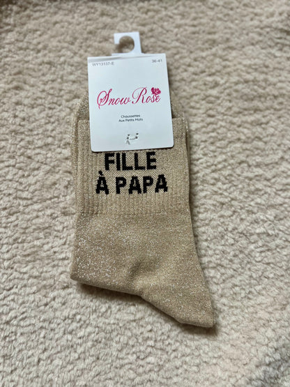 Chaussettes Brillantes "FILLE À PAPA"