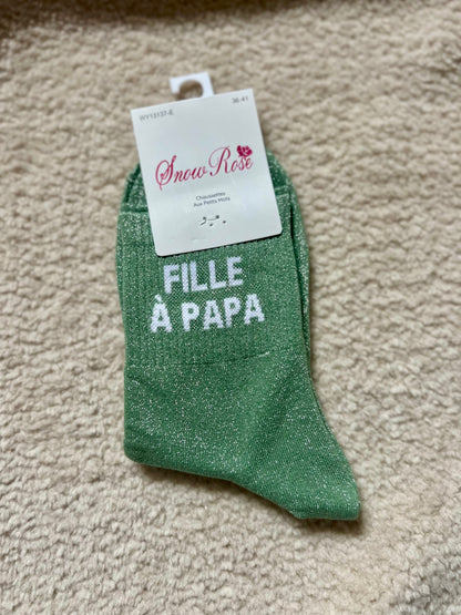 Chaussettes Brillantes "FILLE À PAPA"